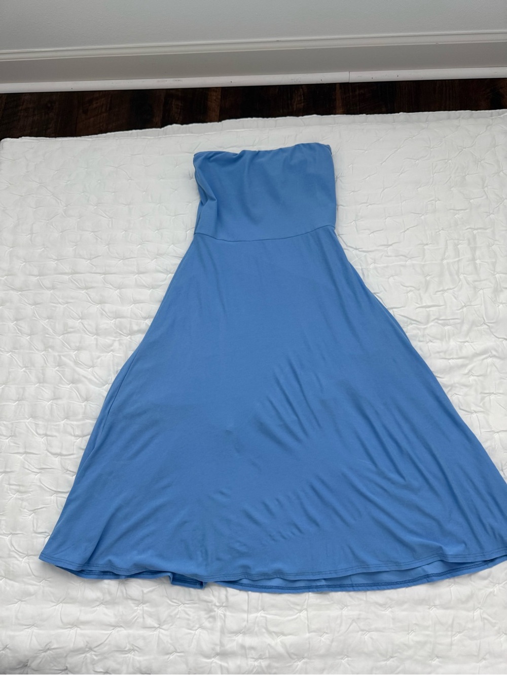 Beyond Yoga Featherweight Strapless Midi Dress Flower Blue Heather Small